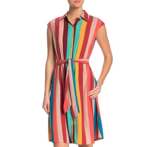 Spense Dresses & Skirts - Spense Striped Cap Sleeve Shirt Dress Sz 12 New